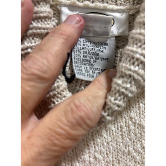 Vintage Talbots Embellished Christmas Tree Sweater Women’s XL Cream Turtleneck - Picture 7 of 11